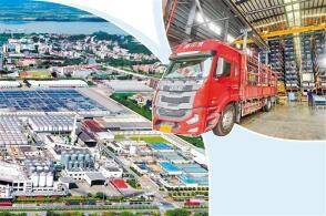 上图广东兴发精密制造生产基地自动化成品立体仓库本报记者杨阳腾摄左图...