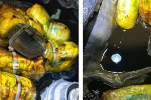 近日拱北海关所属港珠澳大桥海关查获一起利用跨境客车改装暗格藏匿16...